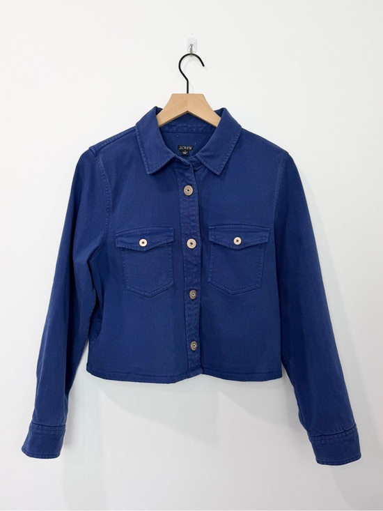 J. Crew Jackets & Blazers - J.Crew Cargo Cropped Shirt Jacket In Chino Heritage Blue Size 6